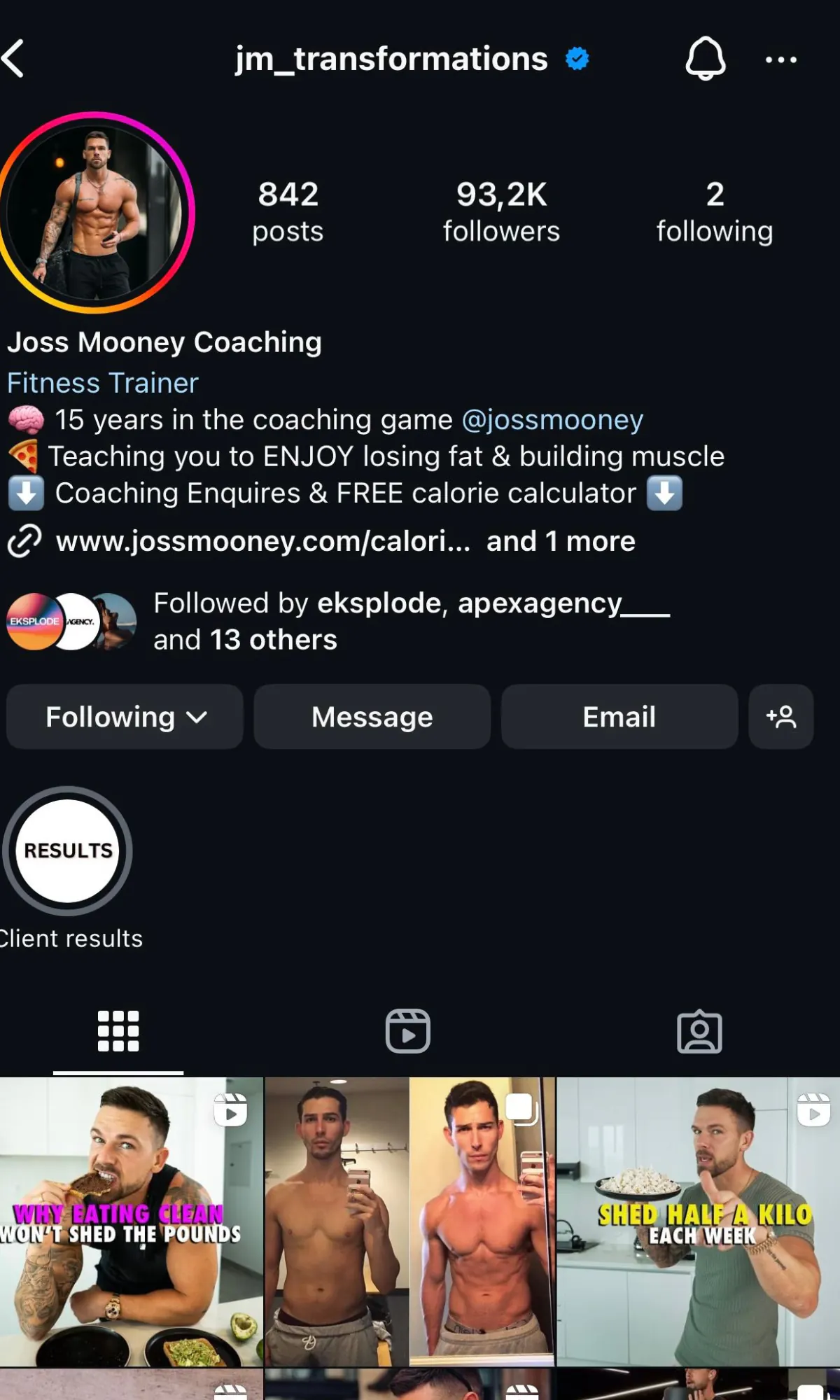 Joss Mooney after, 93.2K followers