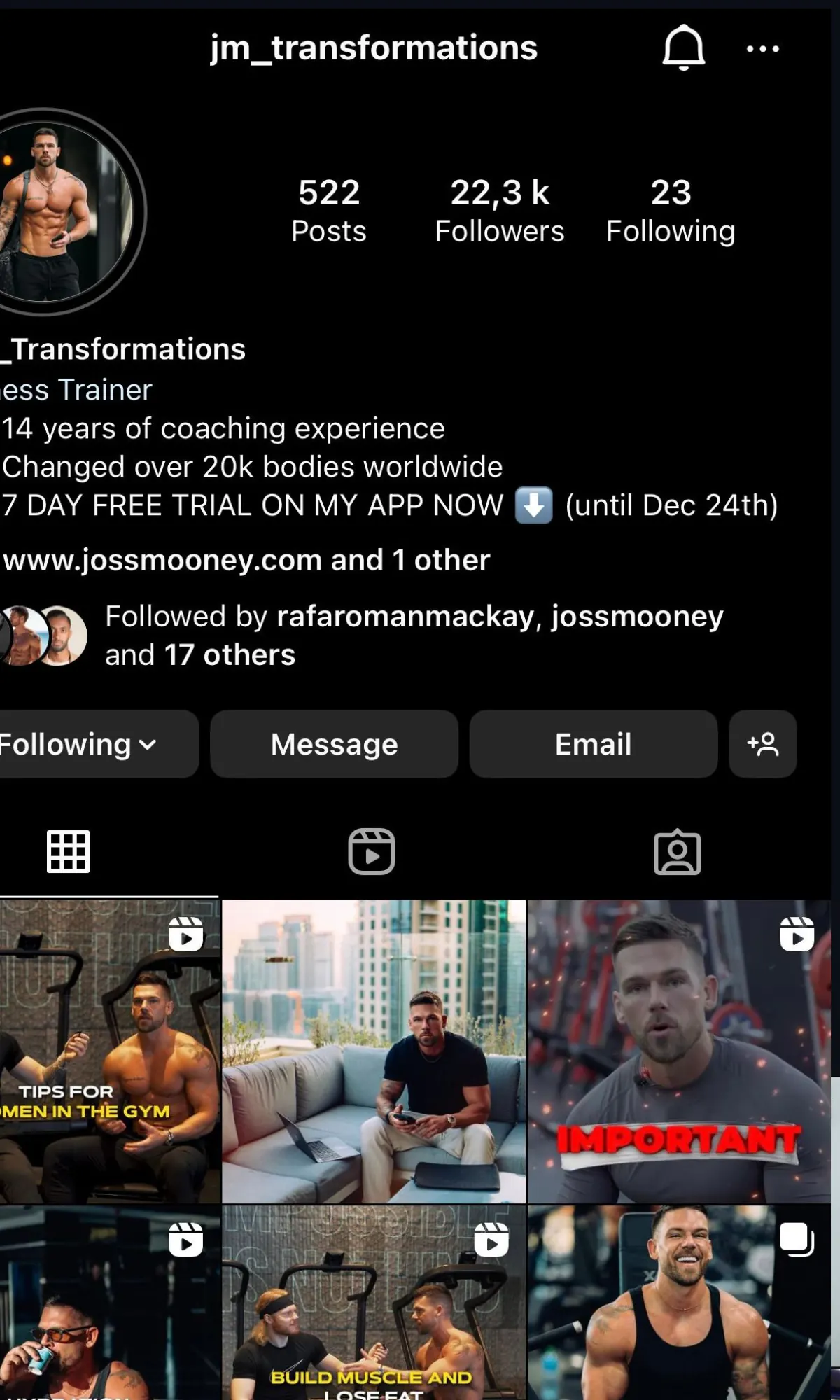 Joss Mooney before, 22.3k followers