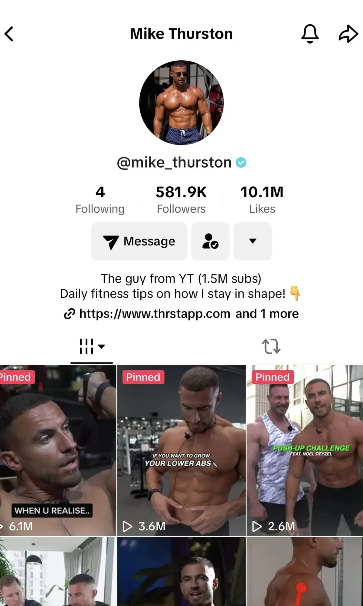 Mike Thurston after, 581.9K followers